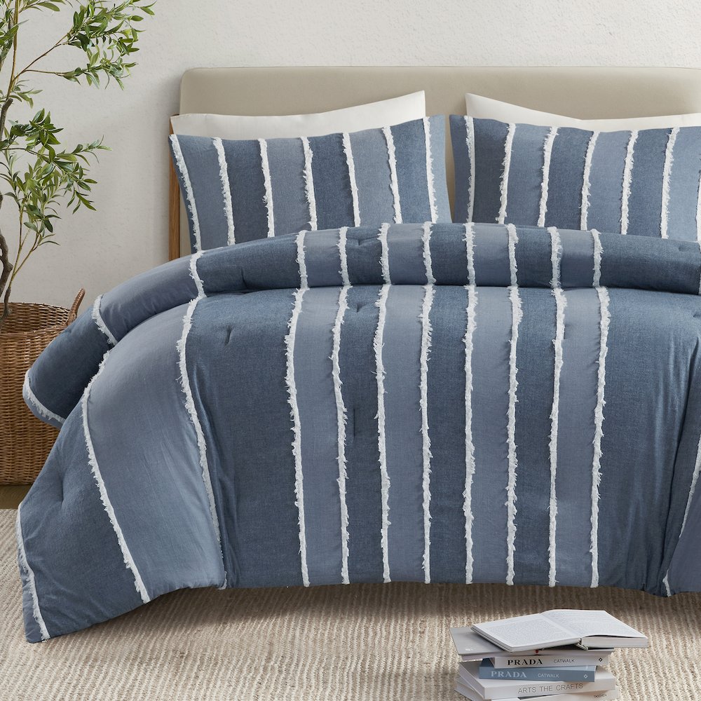 Shay 3 Piece Striped Cotton Comforter Set