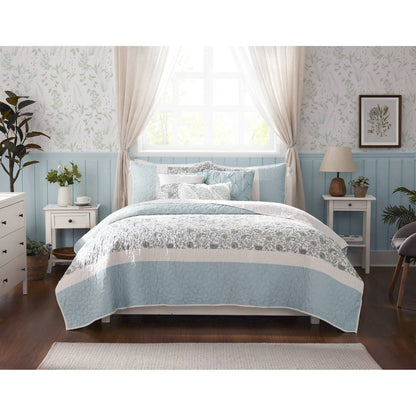 Dawn 6 Piece Cotton Percale Quilt Set with Throw Pillows