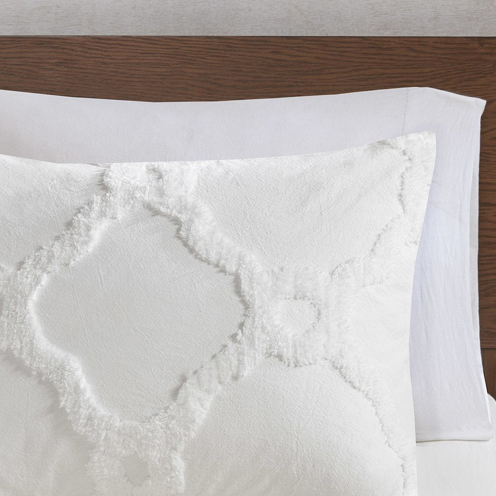 3 Piece Tufted Cotton Chenille Geometric Comforter Set