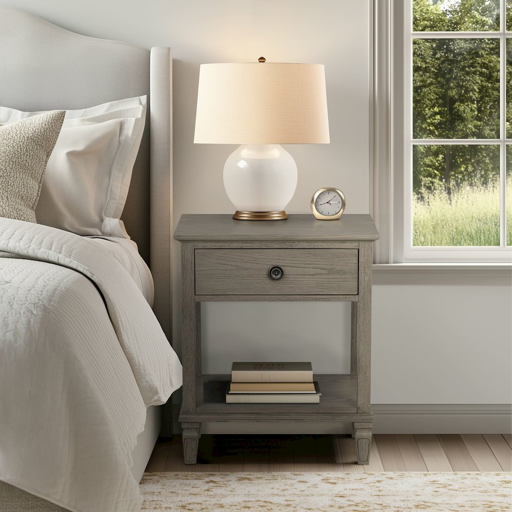 Victoria Bedside Table, Reclaimed Grey color