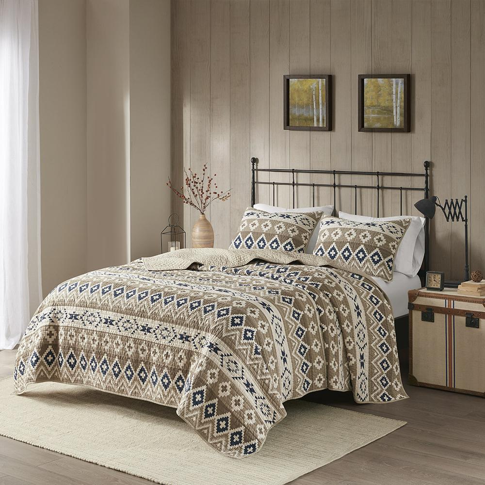Montana Printed Cotton Oversized Quilt Mini Set, Tan color