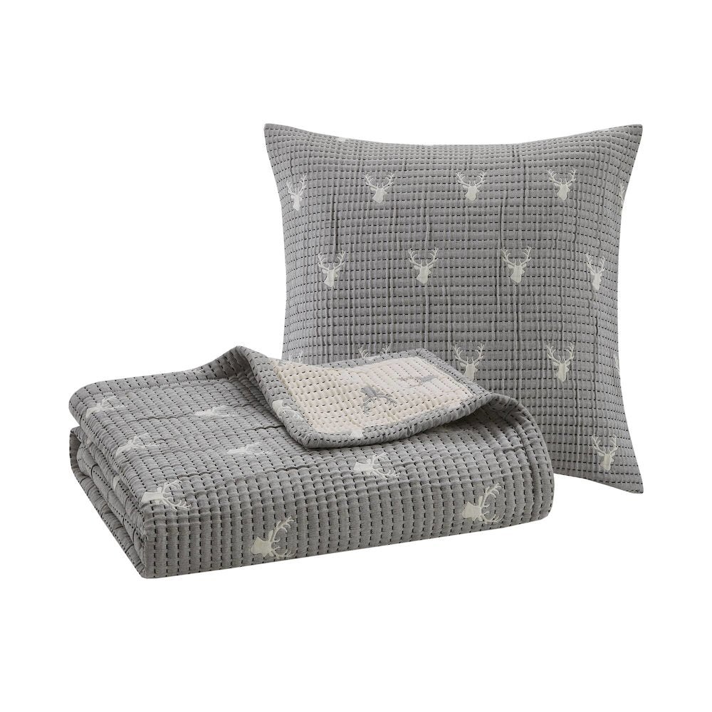 Keystone Throw/Pillow Set, Grey color