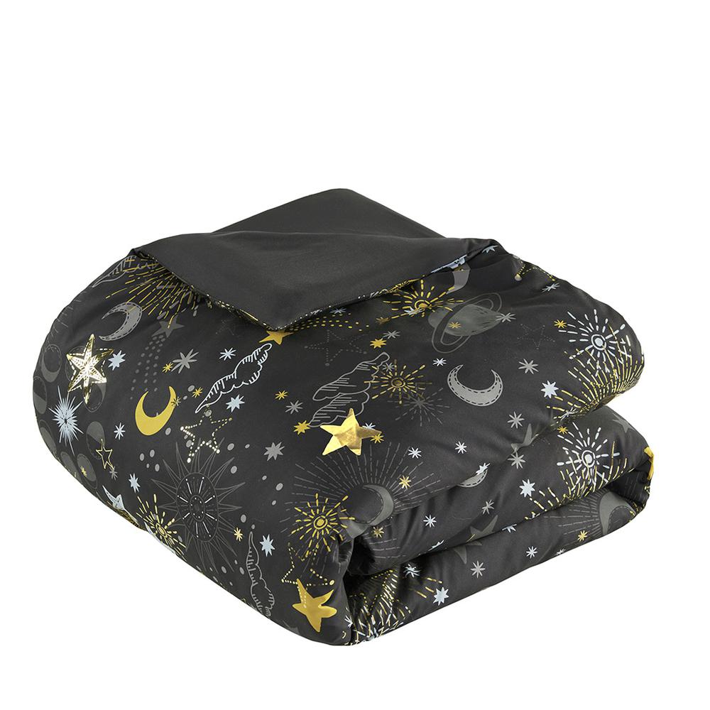 Starry Sky Metallic Comforter Set with Throw Pillow