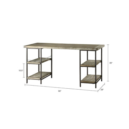 Rustic Office Desk with Storage, Computer Desk with 4 Storage Shelves