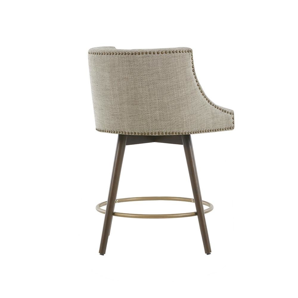 Blue Bar Height Stool, Upholstered Swivel Counter Stool with Solid Wood Frame