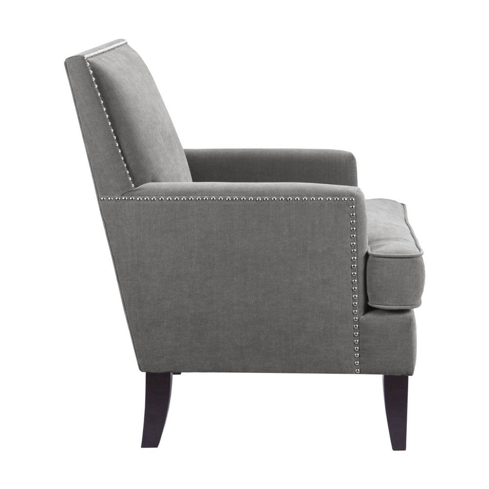 Gray Living Room Chair, Mid Century Modern Comfy Armchair with Wood Legs