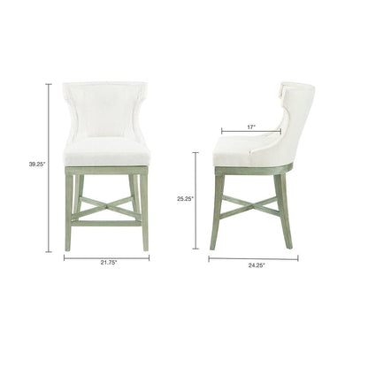 Swivel Beige Bar Height Stool, Upholstered Wingback Counter Height Chair
