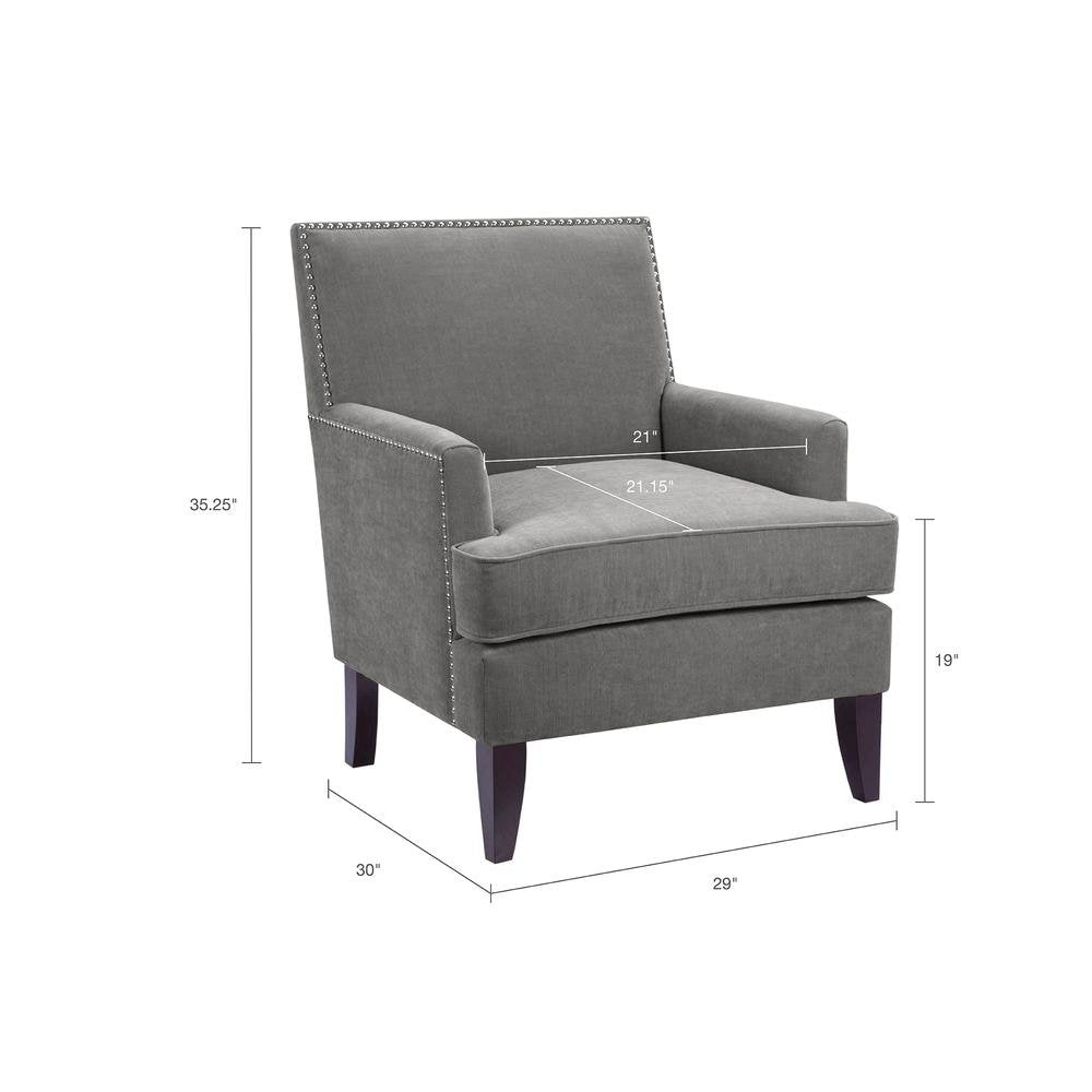 Gray Living Room Chair, Mid Century Modern Comfy Armchair with Wood Legs