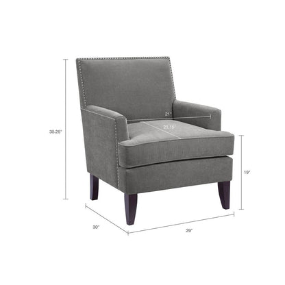 Gray Living Room Chair, Mid Century Modern Comfy Armchair with Wood Legs