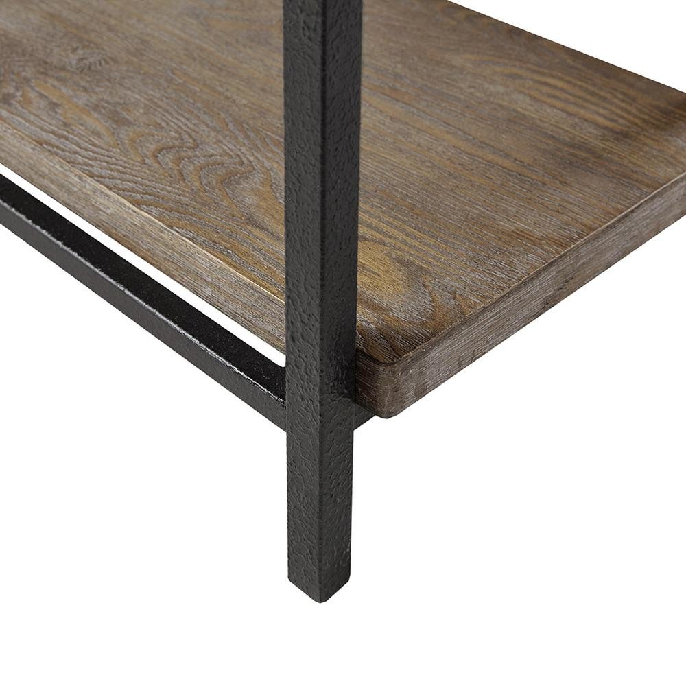 Rustic Office Desk with Storage, Computer Desk with 4 Storage Shelves