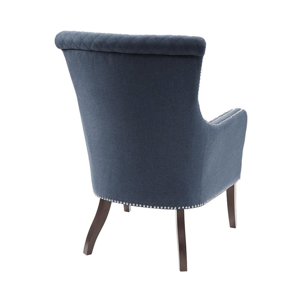 Blue Mid Century Modern Chair, Wooden Comfy Lounge Chair Living Room