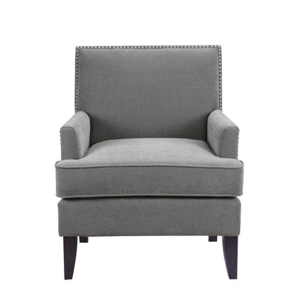 Gray Living Room Chair, Mid Century Modern Comfy Armchair with Wood Legs