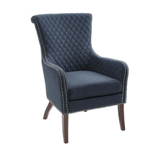 Blue Mid Century Modern Chair, Wooden Comfy Lounge Chair Living Room