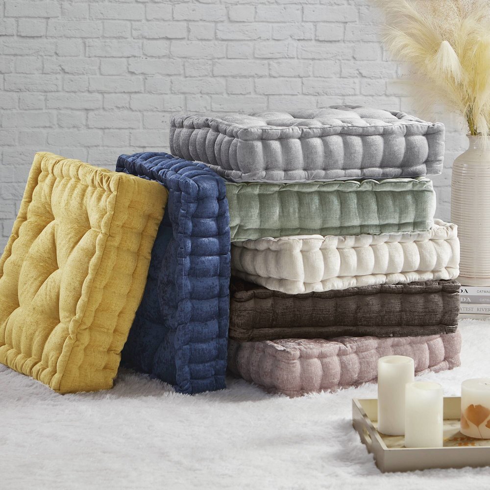 Azza Poly Chenille Square Floor Pillow Cushion Compress Pack