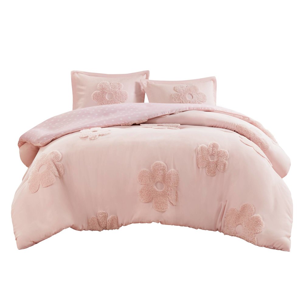 Floral Reversible Tufted Chenille Duvet Cover Set
