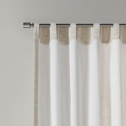 Faux Linen Rod Pocket and Back Tab Fleece Lined Curtain Panel