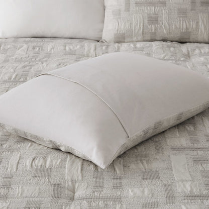 Cairo 3 Piece Cotton Jacquard Comforter Set, Ivory color