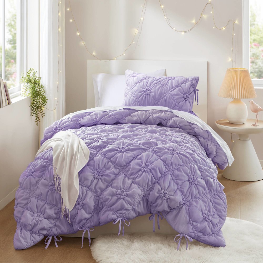 Lily 2PCS Comforter Set, Purple color