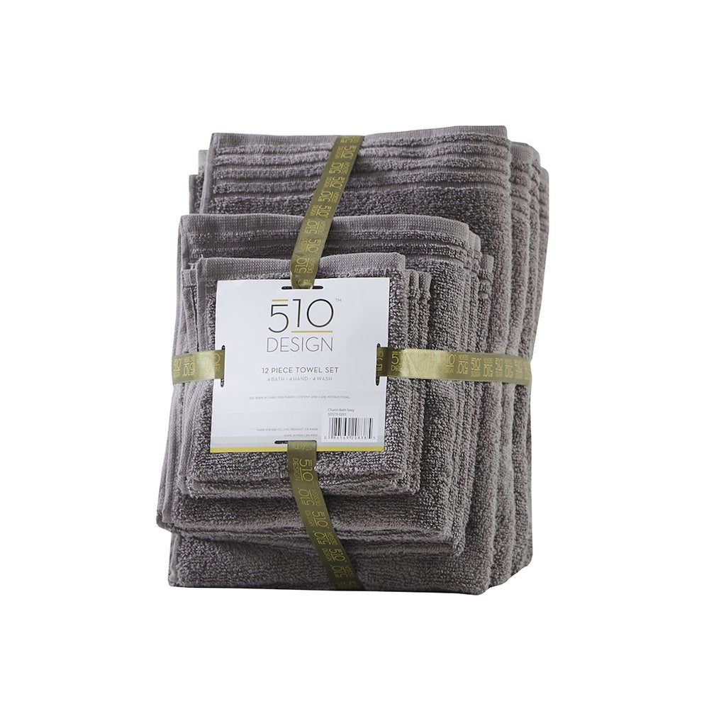Big Bundle 100% Cotton Quick Dry 12 Piece Bath Towel Set