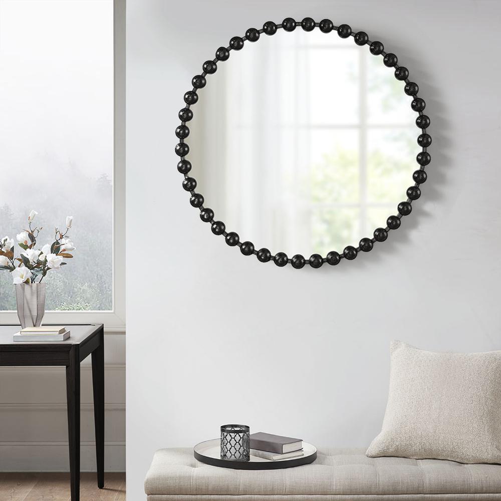 Beaded Round Wall Mirror 36"D