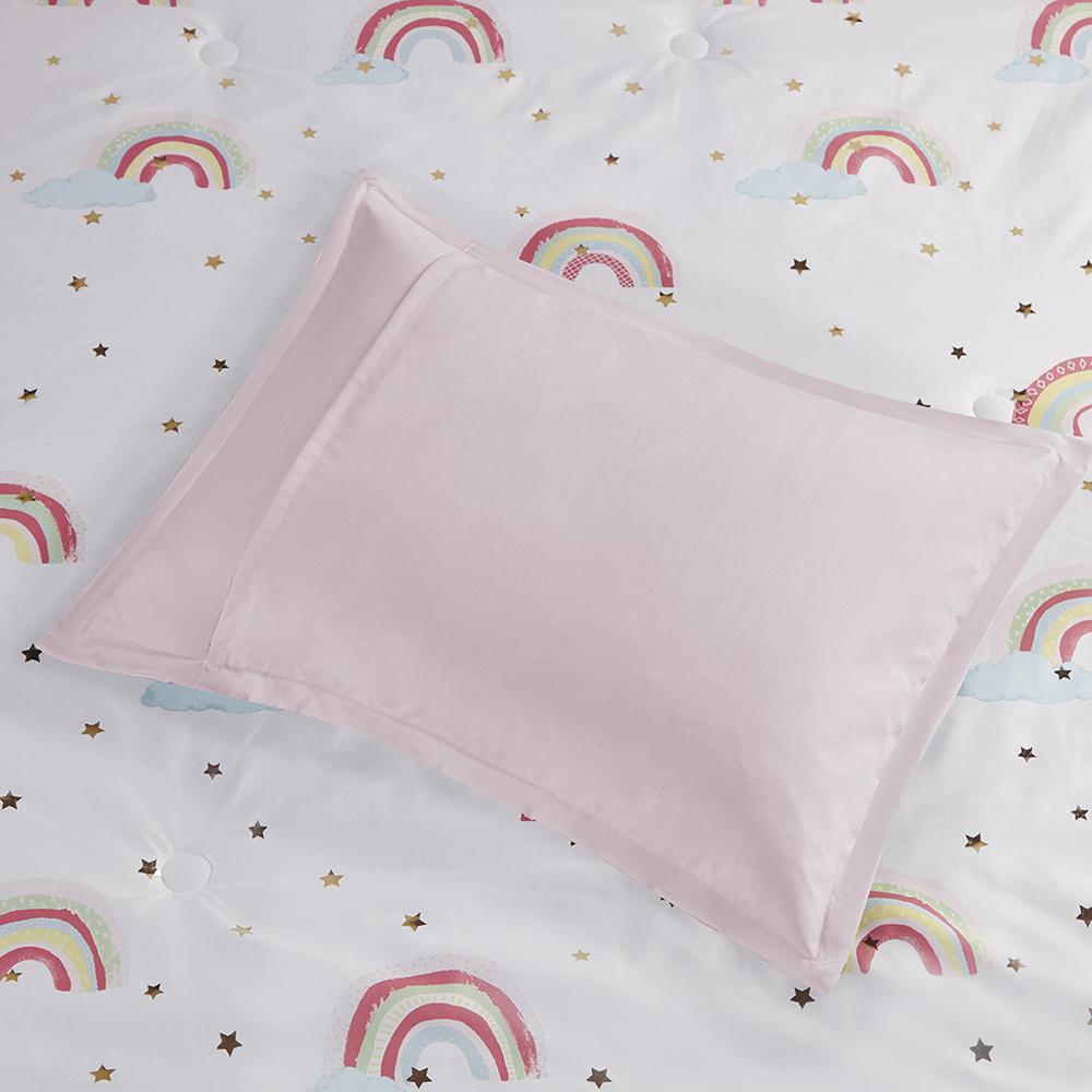 Rainbow and Metallic Stars Comforter Set with Bed Sheets