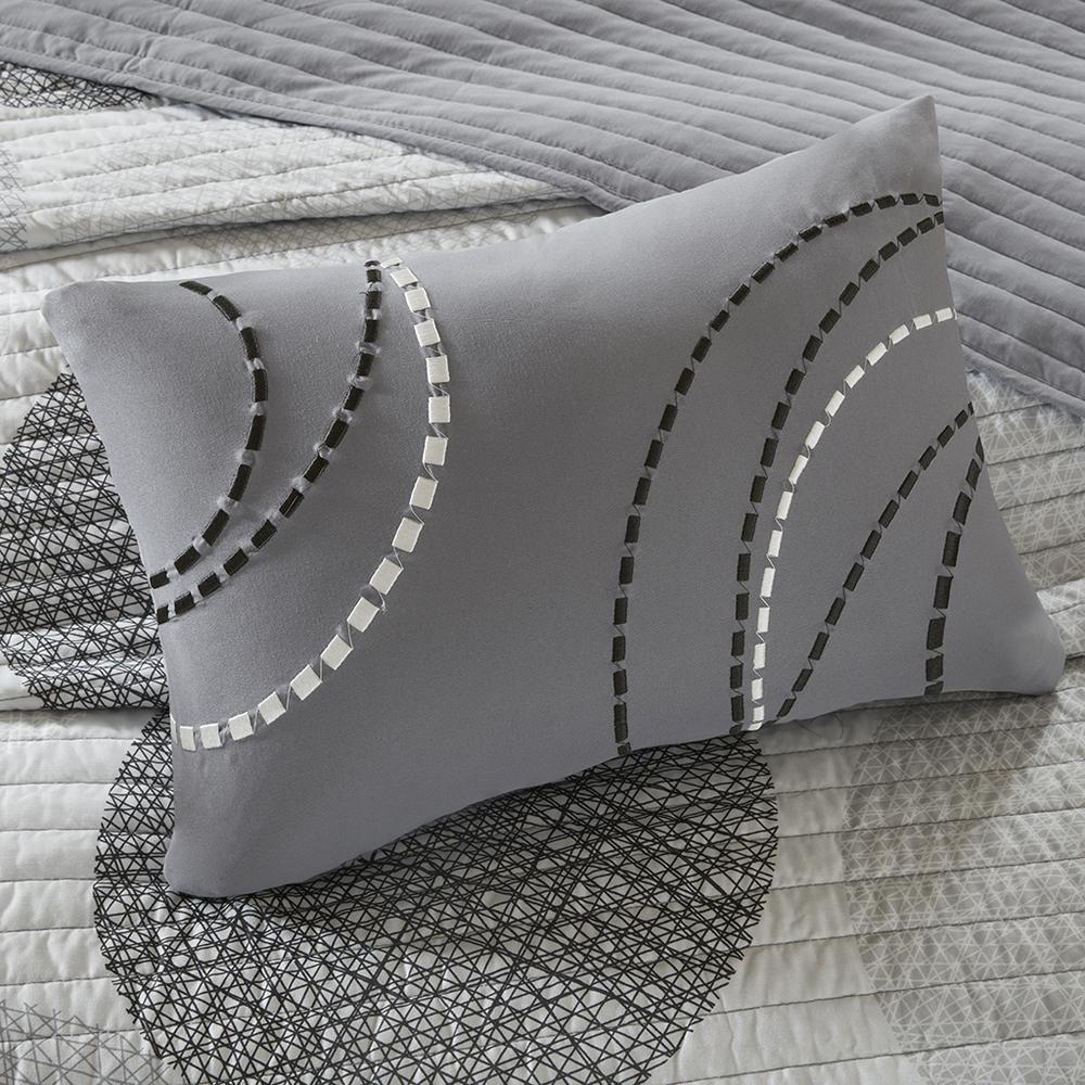 Knowles 6 Piece Quilt Set with Cotton Bed Sheets, Grey color