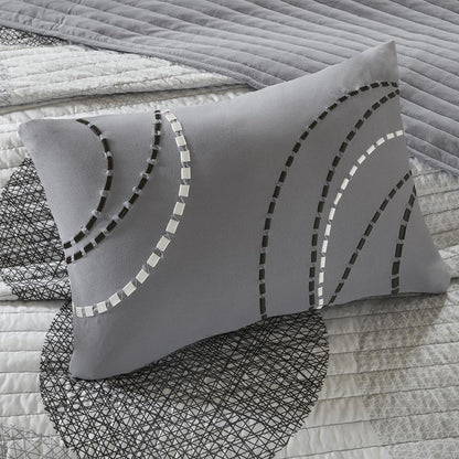 Knowles 6 Piece Quilt Set with Cotton Bed Sheets, Grey color