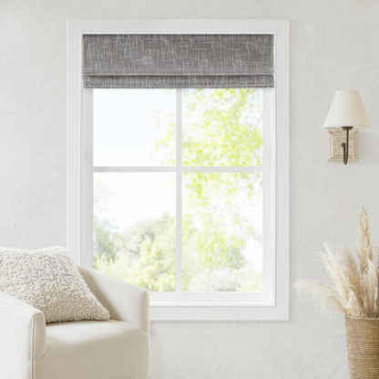 Quincy Total Blackout Cordless Roman Shade, Grey color