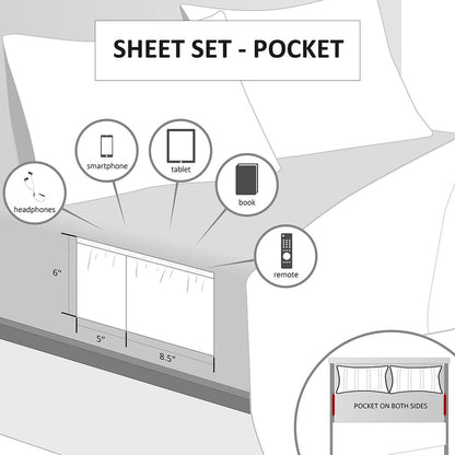 Sheet Set with Side Storage Pockets