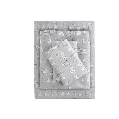 Cozy Flannel Printed Sheet Set, Bear color
