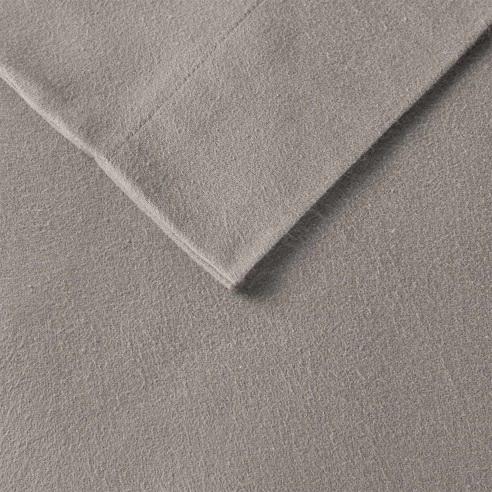 Cozy Flannel Printed Sheet Set, Grey Solid color