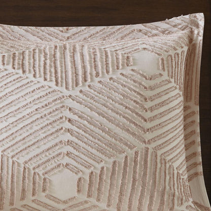 Blush Geometric Clipped Jacquard Comforter Set, Belen Kox