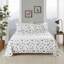 Cotton Flannel Sheet Set in Green Trees & Trucks