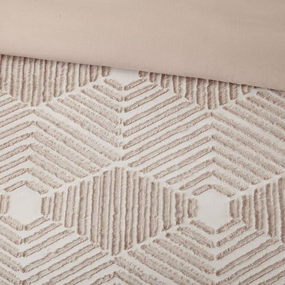 Blush Geometric Clipped Jacquard Comforter Set, Belen Kox