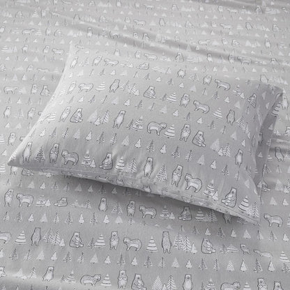 Cozy Flannel Printed Sheet Set, Bear color