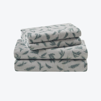 Flannel 100% Cotton Flannel Printed Sheet Set, Pine Branches color