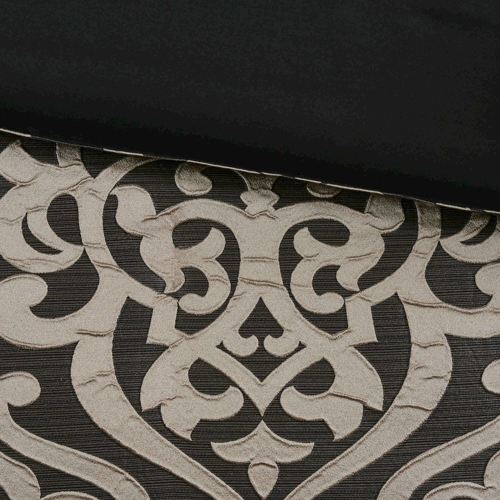 Odette 8 Piece Jacquard Comforter Set, Black color