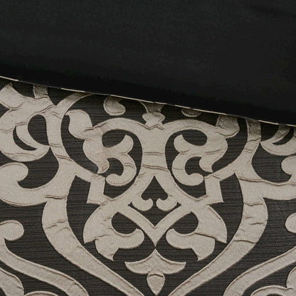 Odette 8 Piece Jacquard Comforter Set, Black color