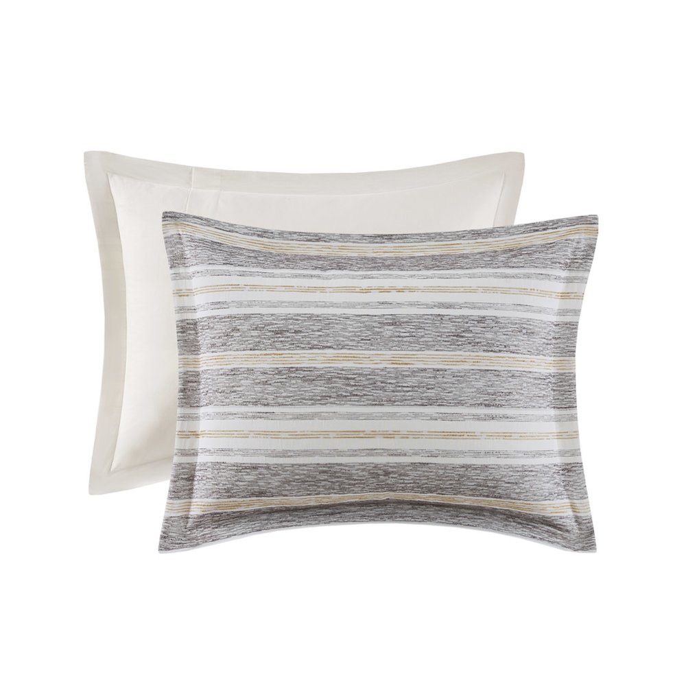 Oversized Chenille Jacquard Striped Comforter Set with Euro Shams