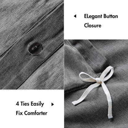 Hudson Twill Washed Duvet Set, Grey color