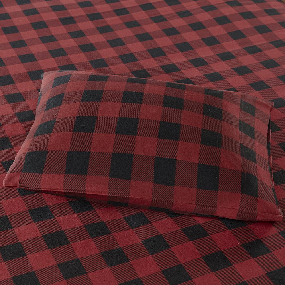 Flannel Sheet Set, Red/Black Buffalo Check color