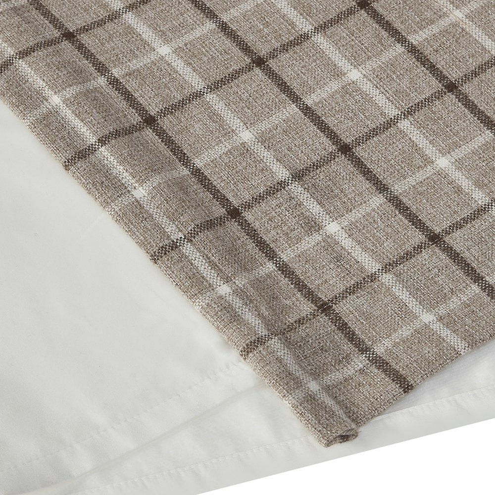 Plaid Faux Leather Tab Top Curtain Panel with Fleece Lining