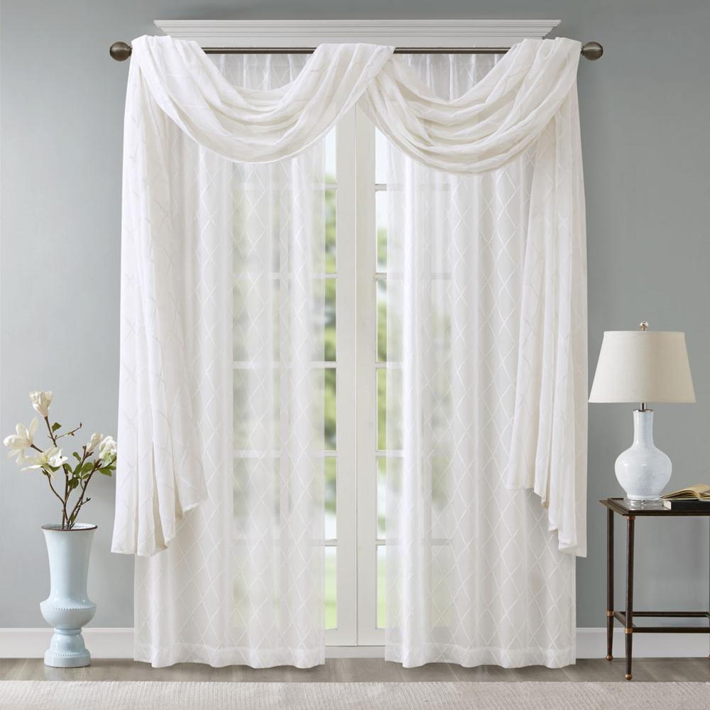 Diamond Sheer Embroidered Window Scarf