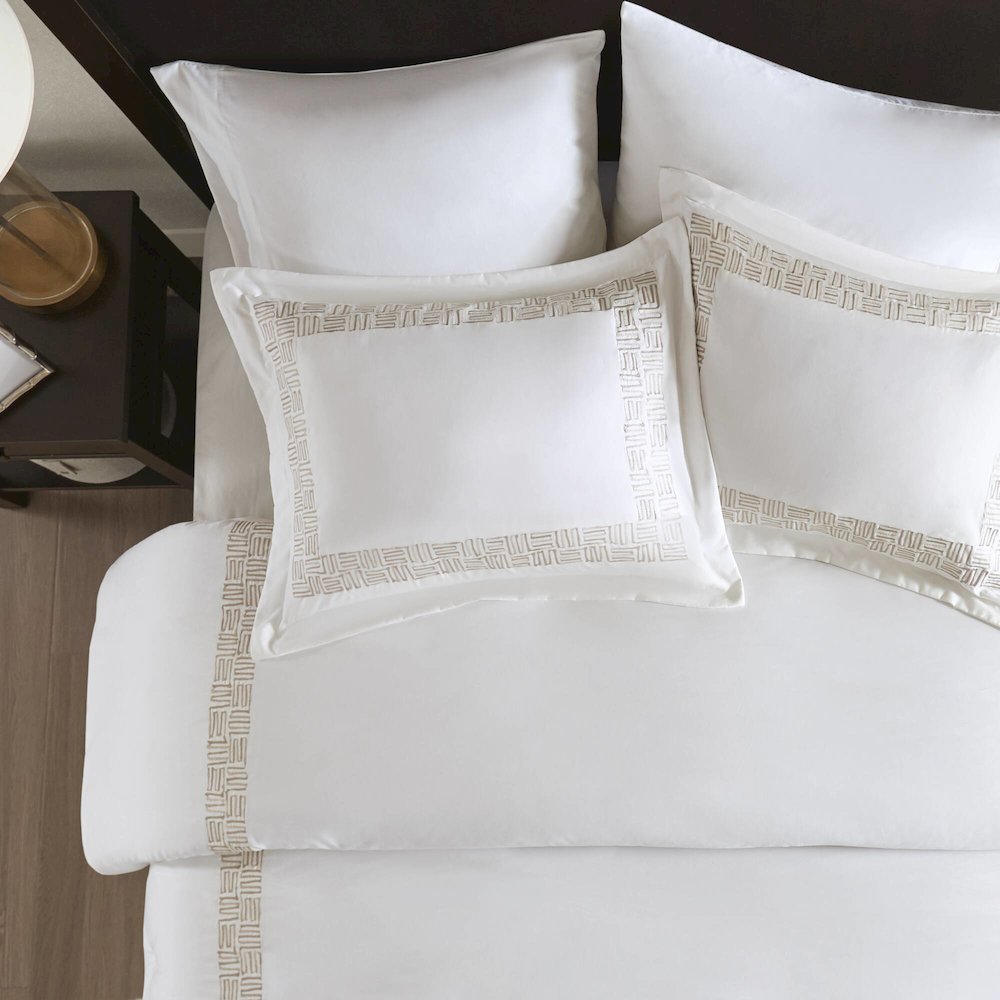 3 Piece Cotton Sateen with Embroidery Duvet Set