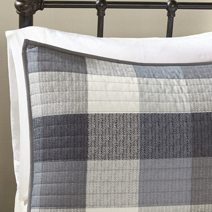 6 Piece Printed Herringbone Quilt Set with Throw Pillows