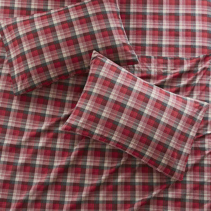 Cotton Flannel Sheet Set in Red Plaid