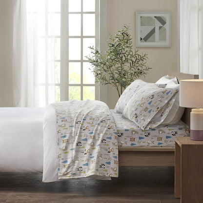 Cozy Flannel Printed Sheet Set, Multi Forest Animals color