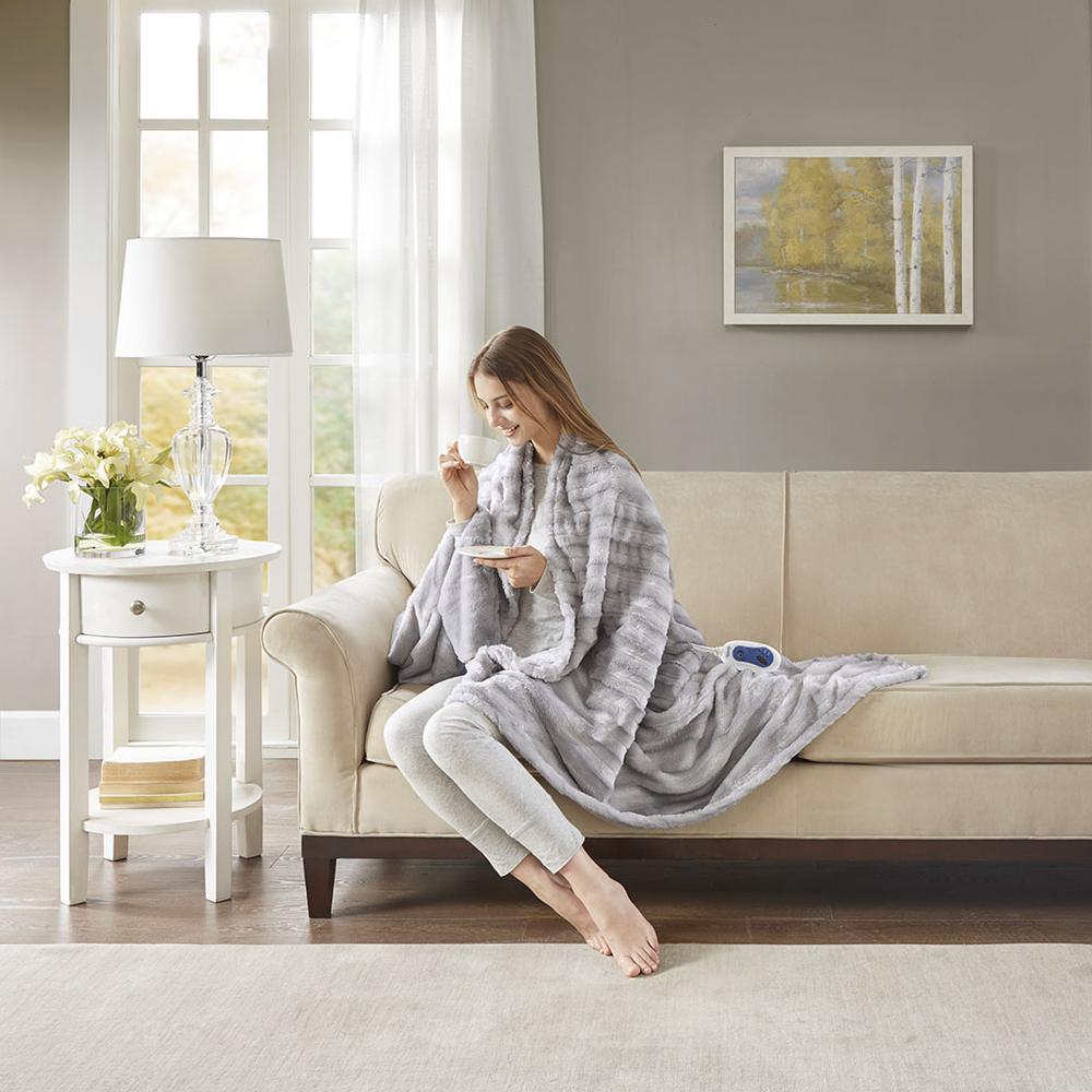 Faux Fur Heated Throw