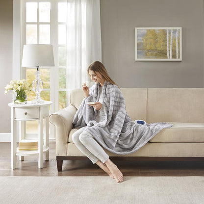 Faux Fur Heated Throw