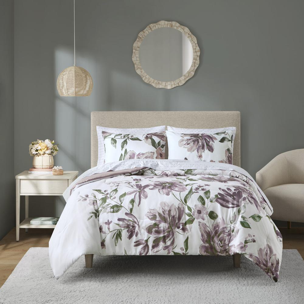 Alice Floral Comforter Set with Bed Sheets, Mauve color